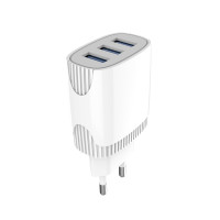 Мережевий зарядний пристрій Aspor A813 (3USB/3.4A) + USB кабель Lightning- білий