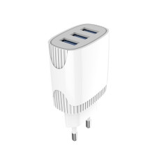 Мережевий зарядний пристрій Aspor A813 (3USB/3.4A) + USB кабель Lightning- білий