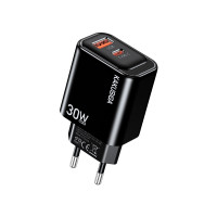 Мережевий зарядний пристрій Kakusiga KSC-1667 (USB-C/USB/30W)- чорний