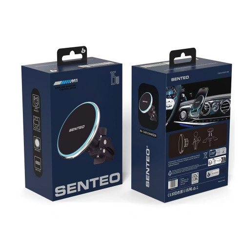 Holder (автотримач) Wireless Senteo M1 Cayman series 15W на вентиляційну решітку- чорний