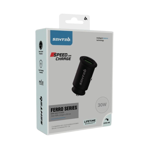 Автомобільний зарядний пристрій Senteo Q-02 USB-A+USB-C PD30W/QC3.0 18W (CE Сертификат)- чорний