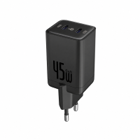 Мережевий зарядний пристрій Senteo Z-12 USB-C+USB-C PD45W/GaN  (CE Сертифікат)- чорний