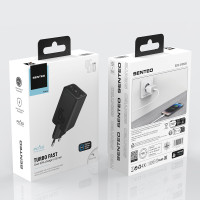 Мережевий зарядний пристрій Senteo Z-12 USB-C+USB-C PD45W/GaN  (CE Сертифікат)- чорний