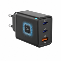 Сетевое зарядное устройство Senteo Z-14 USB-C+USB-C+USB-A PD65W/QC3.0 (CE Сертификат)- черный
