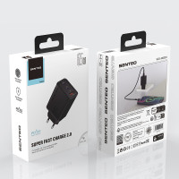 Сетевое зарядное устройство Senteo Z-14 USB-C+USB-C+USB-A PD65W/QC3.0 (CE Сертификат)- черный