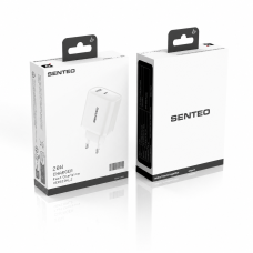 Мережевий зарядний пристрій Senteo T-02 USB-C+USB-A PD20W version2 (CE Сертифікат)- білий
