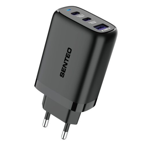 Мережевий зарядний пристрій Senteo T-08 USB-C+USB-C+USB-A PD65W/QC3.0 18W version2 (CE Сертифікат)- білий
