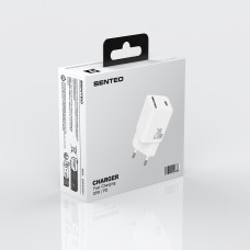 Мережевий зарядний пристрій Senteo S-02 USB-C PD20W version1 (CE Сертифікат)- білий