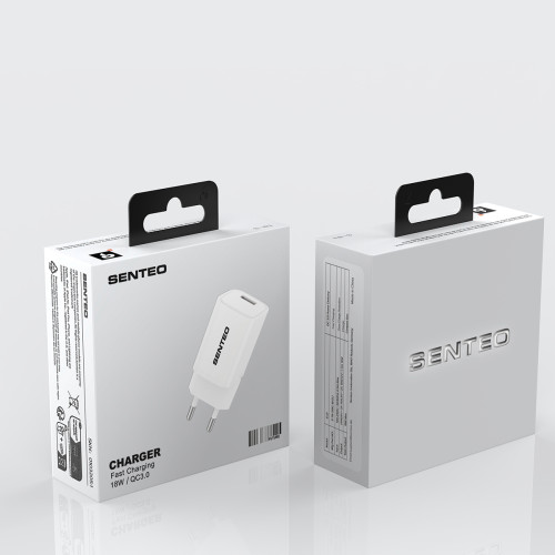 Мережевий зарядний пристрій Senteo S-02 USB-C PD20W version1 (CE Сертифікат)- білий
