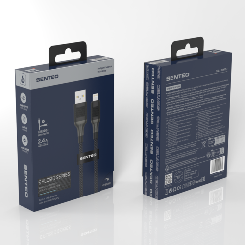 USB кабель Senteo SM-04 Eplosid series 2.4A Lightning 1м- чорний