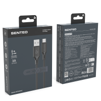USB кабель Senteo SL-08 Nano Silicone 3A Type-C 1м- чорний