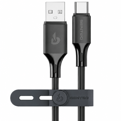 USB кабель Senteo SL-08 Nano Silicone 3A Type-C 1м- чорний