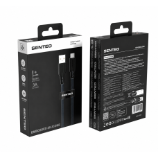 USB кабель Senteo SL-04 Embossed Silicone 3A Type-C 1м- чорний