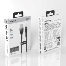 USB кабель Senteo ST-01 Montes Series 2.4A Lightning 1,2м- чорний