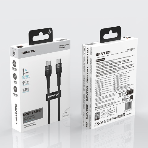 Кабель Senteo ST-01 Montes Series 60W Type-C - Type-C 1,2м- чорний