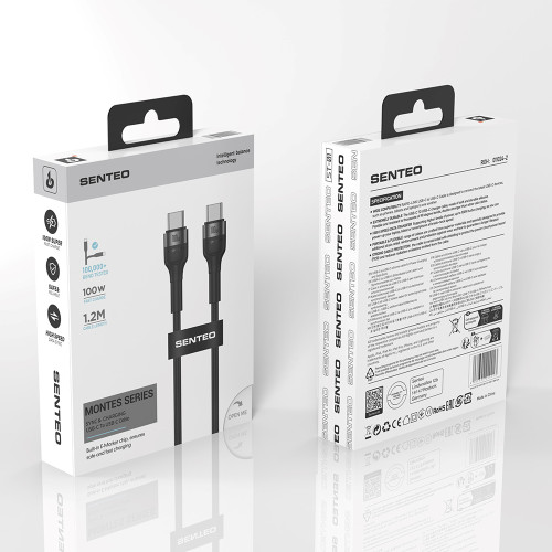 Кабель Senteo ST-01 Montes Series 100W Type-C - Type-C 1,2м- чорний