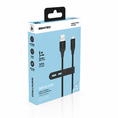 USB кабель Senteo SL-07 Skin Silicone 2.4A Lightning 1,2м- чорний