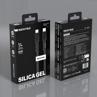 Кабель Senteo SL-03 Silica Gel 60W Type-C - Type-C 1м- черный
