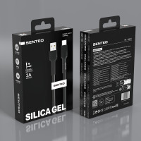 USB кабель Senteo SL-03 Silica Gel 3A Type-C 1м- чорний