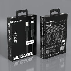 USB кабель Senteo SL-03 Silica Gel 3A Type-C 2м- черный