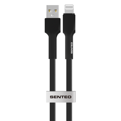 USB кабель Senteo SL-03 Silica Gel 2.4A Lightning 1м- чорний