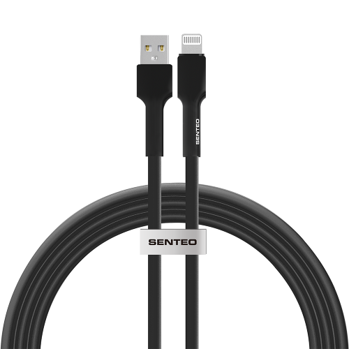 USB кабель Senteo SL-03 Silica Gel 2.4A Lightning 1м- чорний