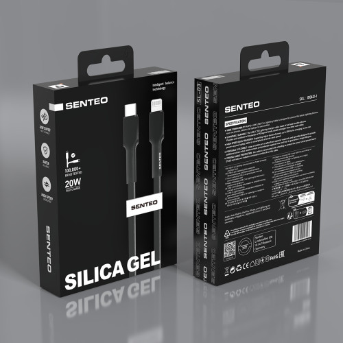 Кабель Senteo SL-03 Silica Gel 20W Type-C - Lightning 1м- чорний