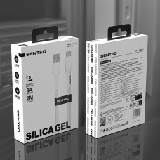 USB кабель Senteo SL-03 Silica Gel 3A Type-C 2м- белый
