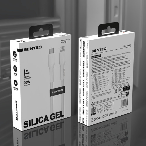 Кабель Senteo SL-03 Silica Gel 20W Type-C - Lightning 1м- білий