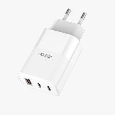 Мережевий зарядний пристрій Aspor A883 Fast Charger (USB/2USB-C/65W)- білий