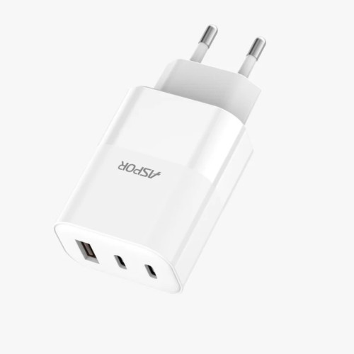 Сетевое зарядное устройство Aspor A883 Fast Charger (USB/2USB-C/65W)- белый