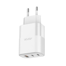 Мережевий зарядний пристрій Aspor A883 Fast Charger (USB/2USB-C/65W)- білий