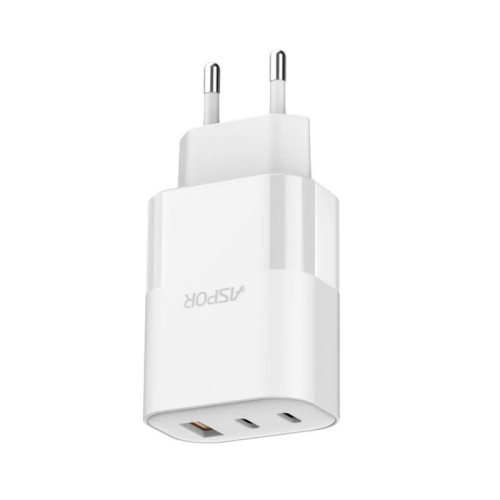 Сетевое зарядное устройство Aspor A883 Fast Charger (USB/2USB-C/65W)- белый