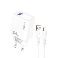 Сетевое зарядное устройство Jokade JB141 (1USB/5A) + кабель Type-C- белый