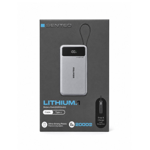 Портативний зарядний пристрій (Повербанк) Senteo PS-01 20000mAh 65W- чорний-сірий