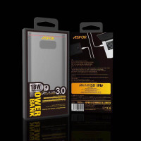 Портативний зарядний пристрій (Повербанк) Aspor Q389 10000 mAh- срібло