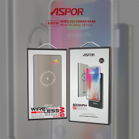 Портативний зарядний пристрій (Повербанк) Aspor A341W 8000 mAh- біло-блакитний