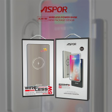 Портативний зарядний пристрій (Повербанк) Aspor A341W 8000 mAh- біло-блакитний
