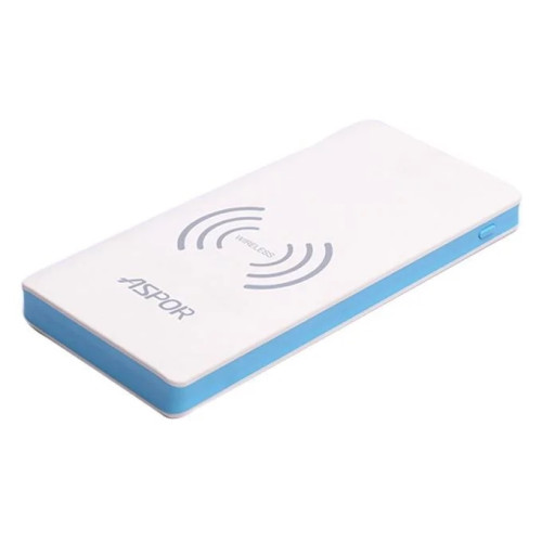 Портативний зарядний пристрій (Повербанк) Aspor A341W 8000 mAh- біло-блакитний
