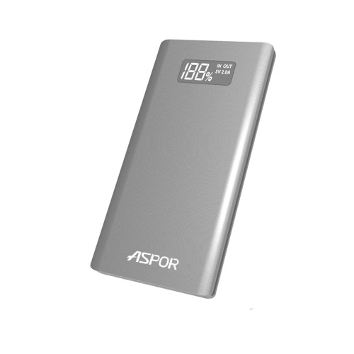 Портативний зарядний пристрій (Повербанк) Aspor A387S 10000 mAh- срібло