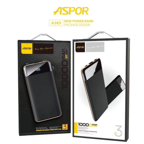 Портативний зарядний пристрій (Повербанк) Aspor A385 10000 mAh- чорний