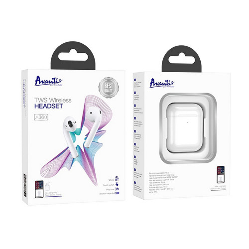 Bluetooth наушники Avantis A360 TWS-белый