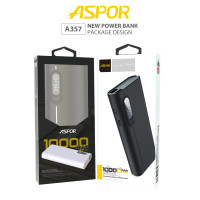 Портативное зарядное устройство (Повербанк) Aspor A357 10000 mAh- черный