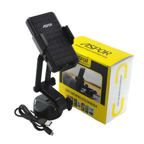 Автомобільний тримач Fast Wireless Charge Aspor 5V/2A- чорний
